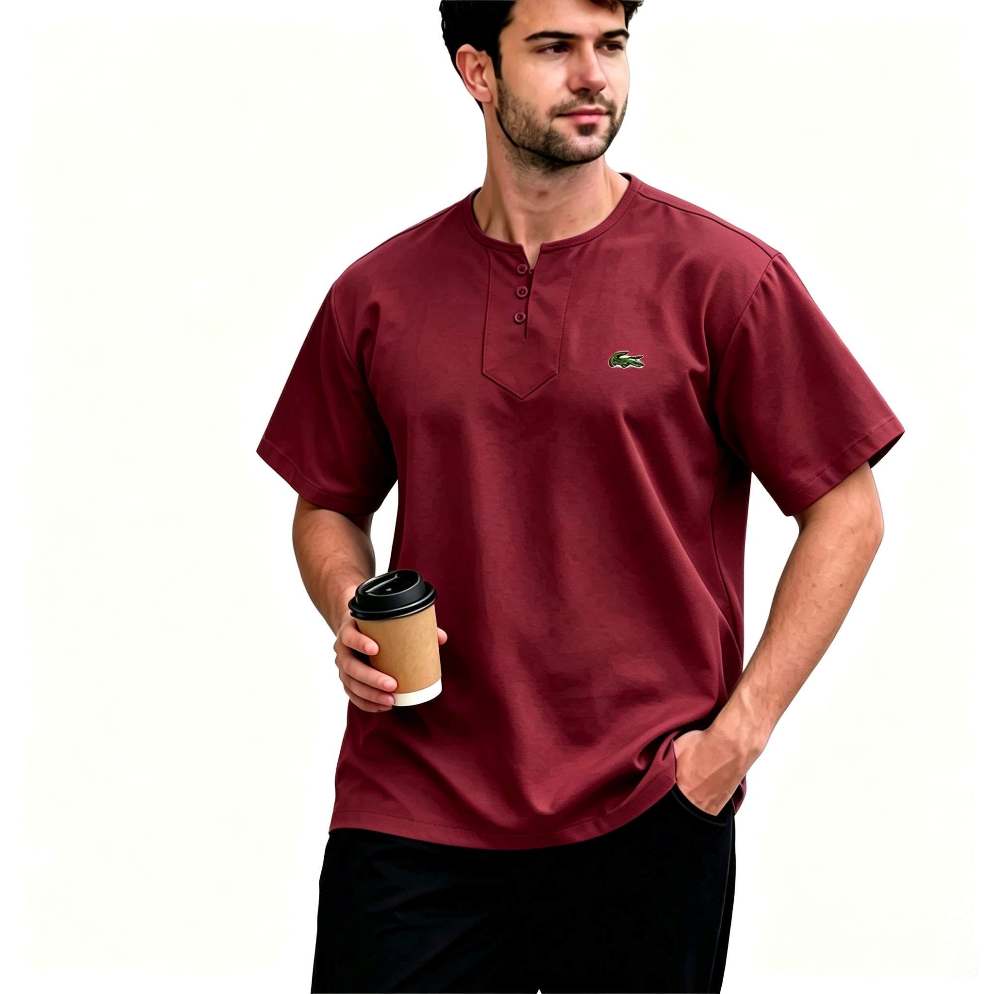 Bold Red Henley Kurta