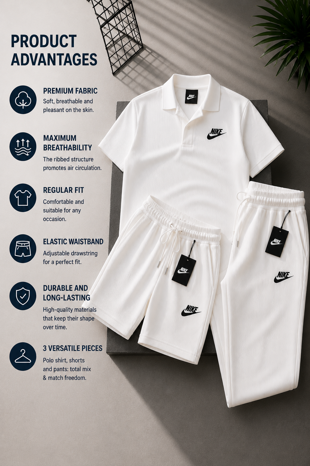 Everyday Ribbed Comfort Polo Set